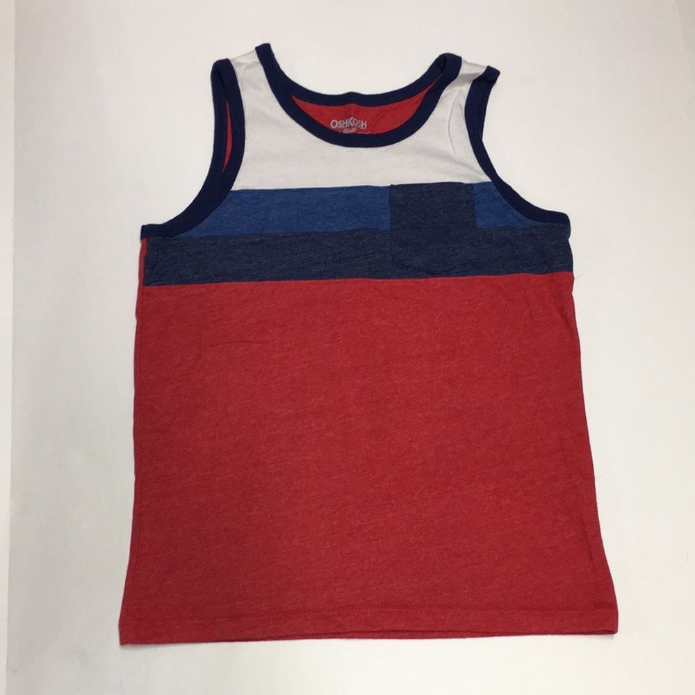 Oshkosh B'gosh Red Blue Patriotic Americana 4th of July Kids Tank Top size 8